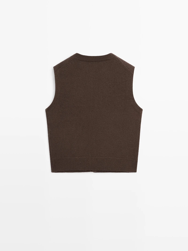 Veste sans manches en laine mélangée avec poches