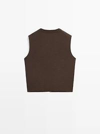 Veste sans manches en laine mélangée avec poches