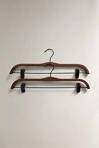 WOOD FINISH SKIRT HANGERS (PACK OF 2)