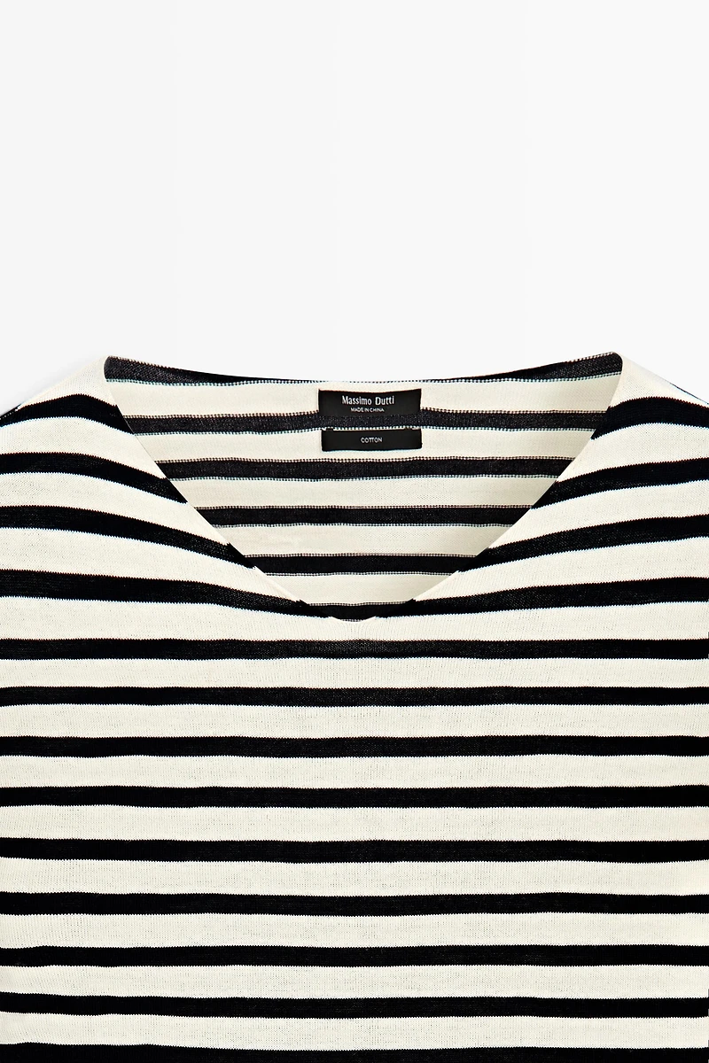 T-shirt manches longues rayures pur coton