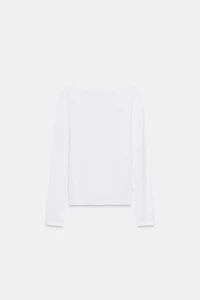 COTTON BOAT NECK T-SHIRT