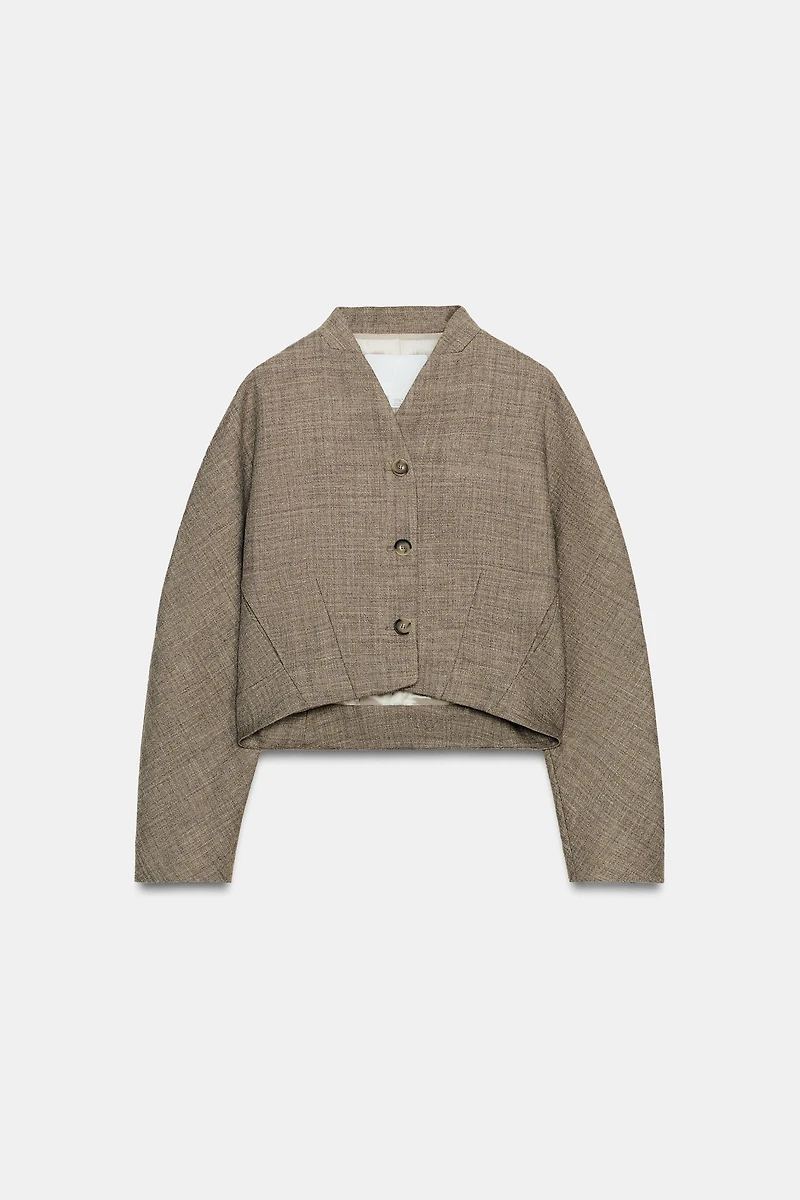 ZW COLLECTION WOOL BLEND CROPPED JACKET