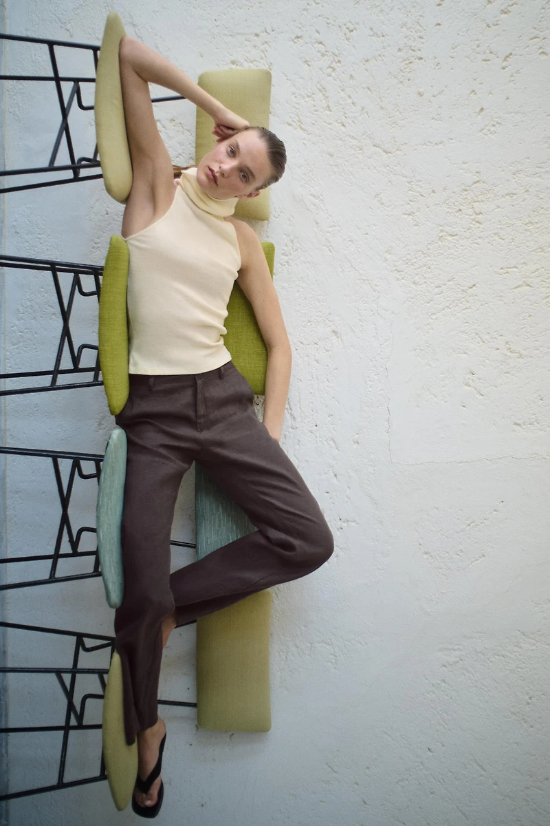 ZW COLLECTION 100% LINEN FLARE PANTS