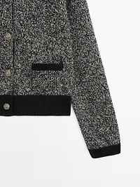 Wool blend knit cardigan with gold buttons
