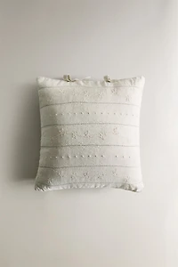 CHILDREN'S THROW PILLOW WITH FLORAL EMBROIDERY