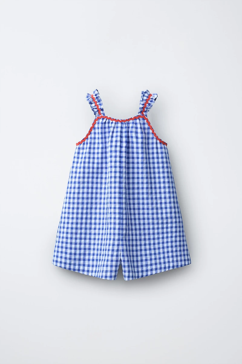 GINGHAM WAVE TRIM SHORT JUMPSUIT CASA LAWA X ZARA KIDS
