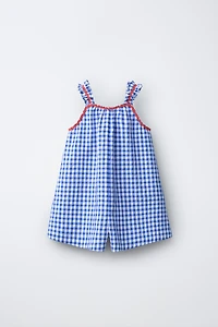 GINGHAM WAVE TRIM SHORT JUMPSUIT CASA LAWA X ZARA KIDS