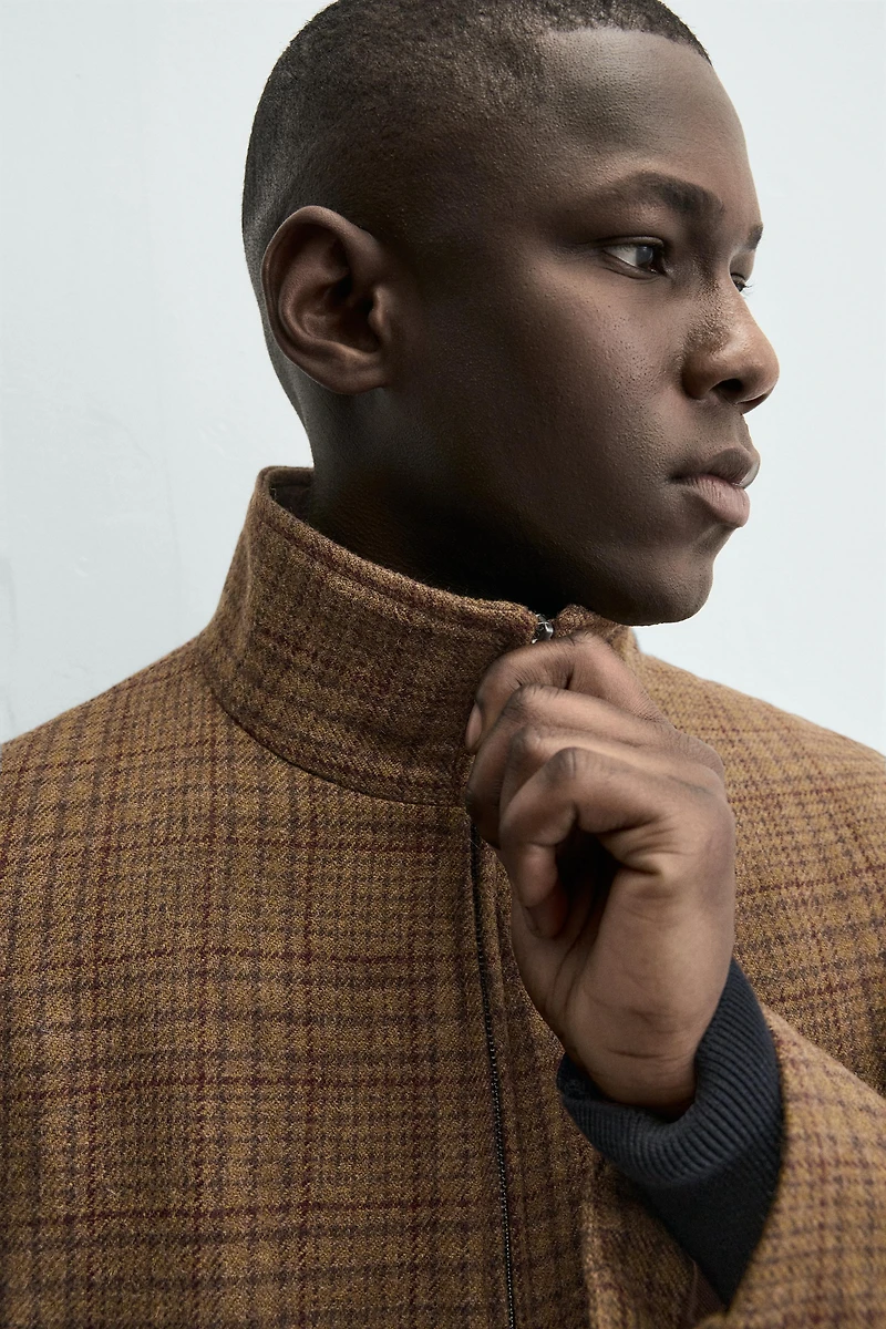 WOOL BLEND PLAID OVERSHIRT