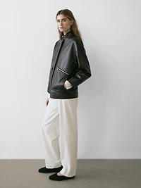 Nappa leather jacket with pocket details