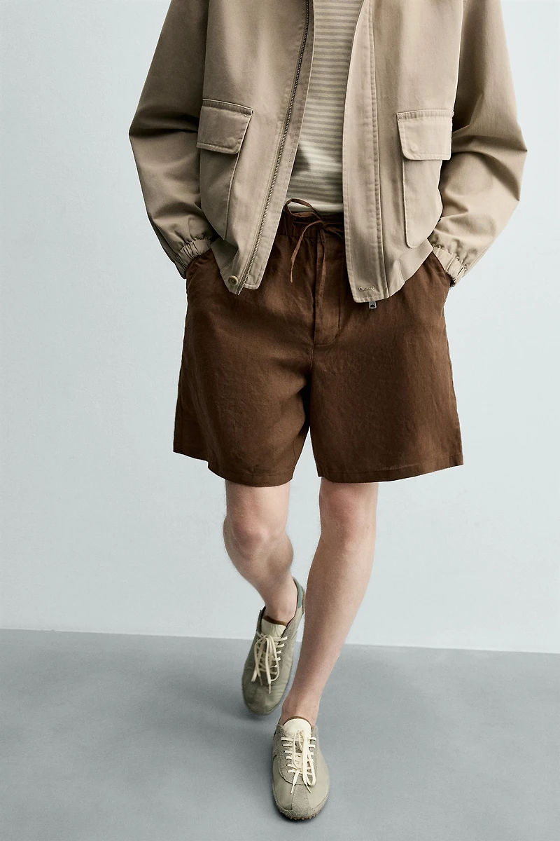 100% LINEN RELAXED FIT SHORTS