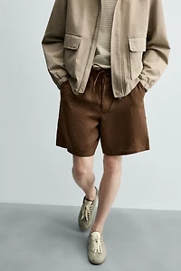 100% LINEN RELAXED FIT SHORTS