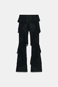 PANTALON EN DENTELLE À VOLANTS