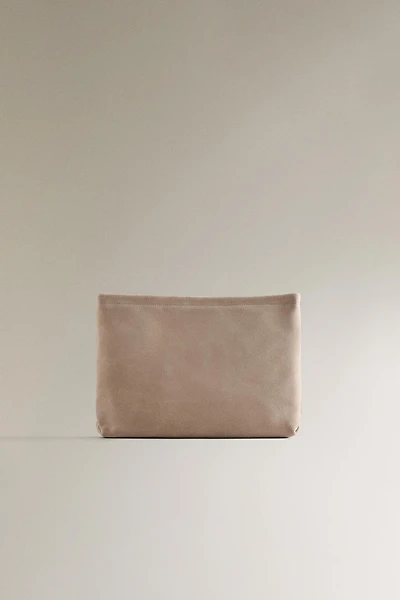 TROUSSE DE TOILETTE CROÛTE DE CUIR GRAND FORMAT