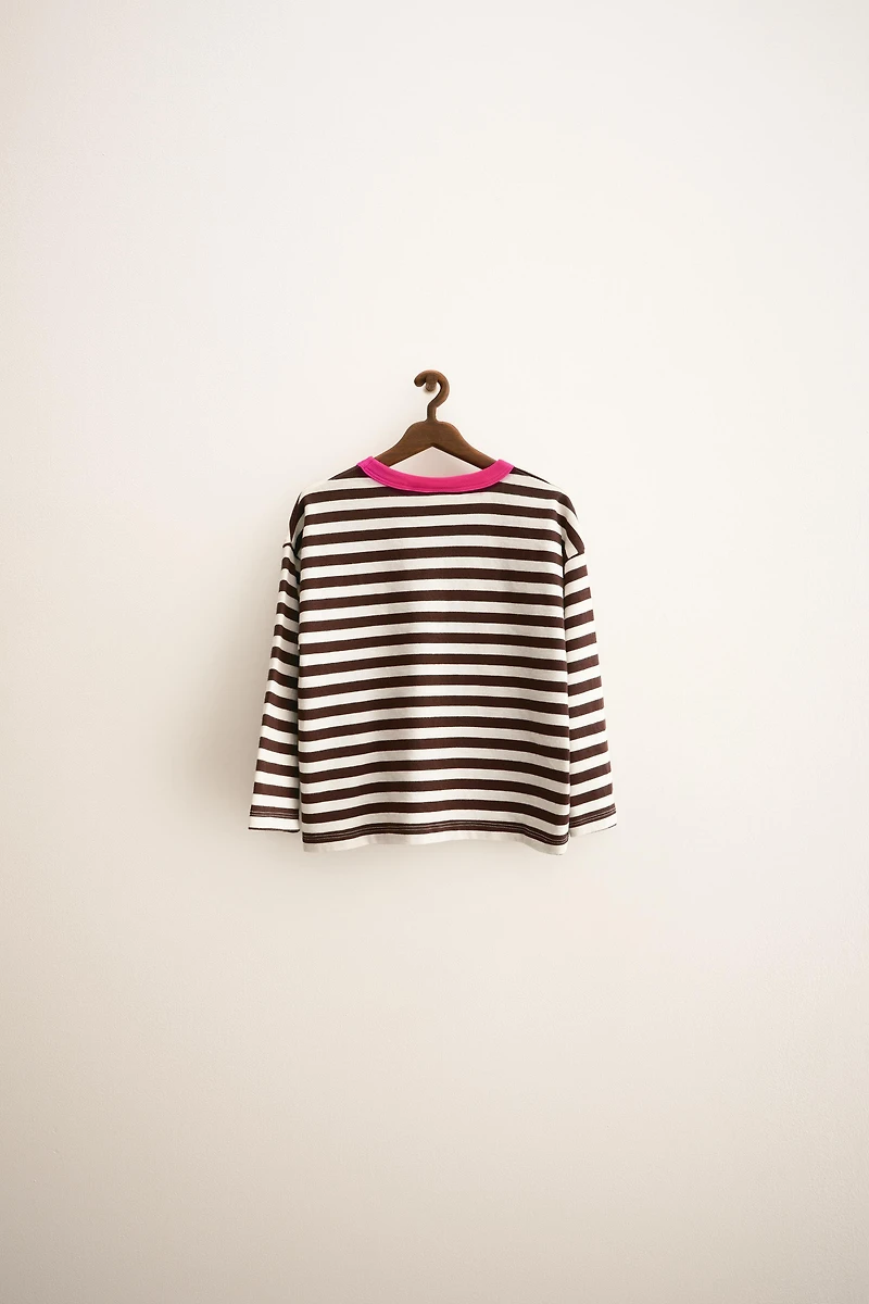 ZARA TIMELESS - STRIPED TRIM T-SHIRT