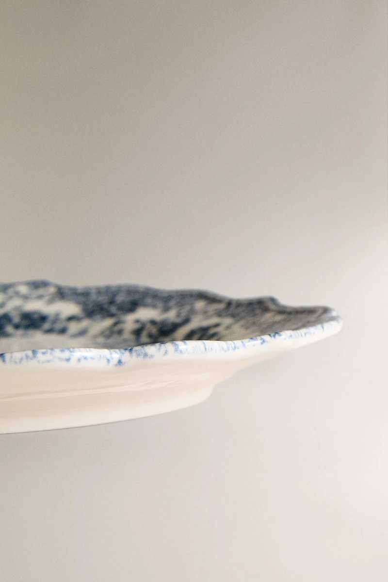 FLORAL EARTHENWARE SERVING DISH