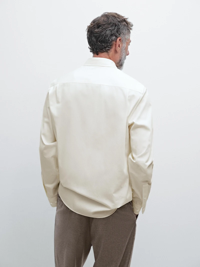 Regular fit cotton blend shirt
