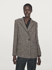 Blazer laine à chevrons et col montant