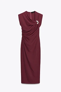 GOLD APPLIQUÉ MIDI DRESS