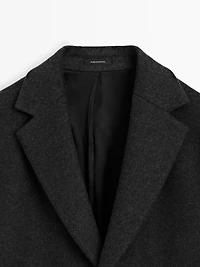 100% wool long coat with lapel collar