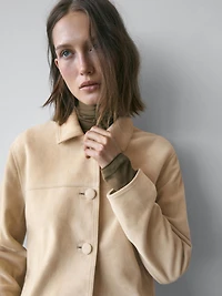 Short suede leather jacket