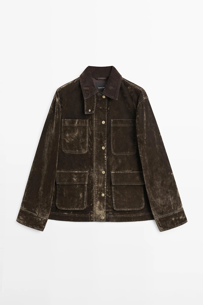 Flocked denim jacket with collar detail