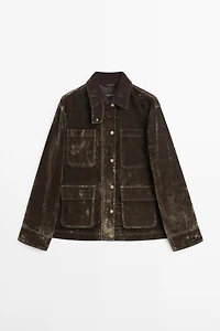 Flocked denim jacket with collar detail