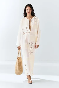 Flowing embroidered kaftan dress