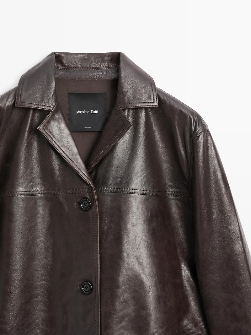 Veste 100% cuir nappa à boutons