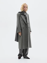 Long 100% wool coat with notch lapel - LIMITED