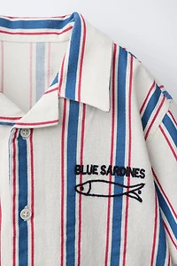 CHEMISE À RAYURES POISSON BRODÉ