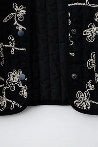 CONTRAST EMBROIDERED QUILTED JACKET