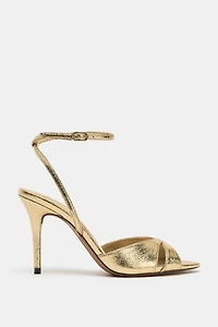 METALLIC EFFECT HEELED SANDALS