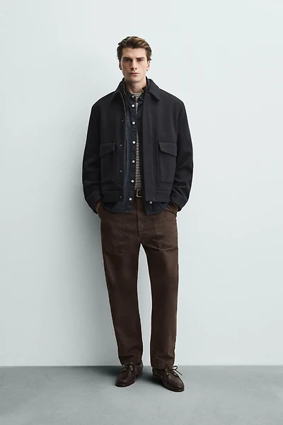 JACKET WITH REMOVABLE KNIT COLLAR