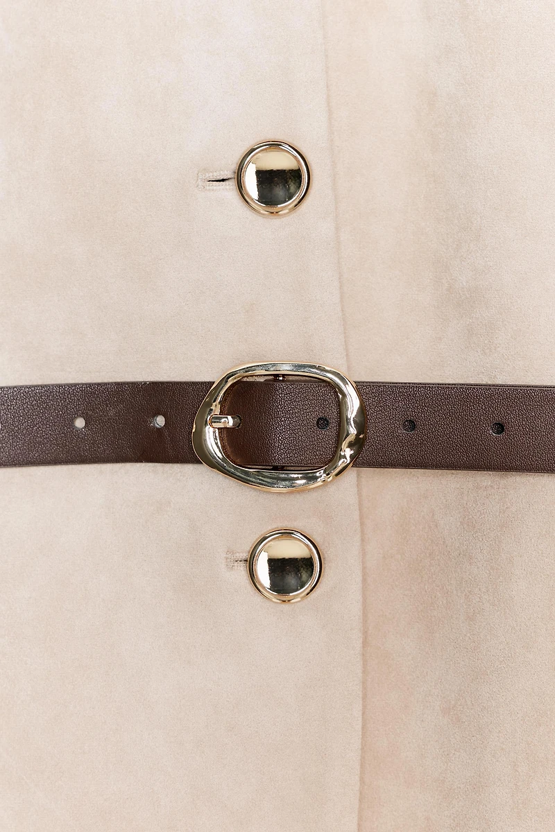 FAUX SUEDE BELTED BLAZER
