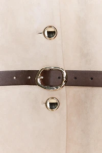 FAUX SUEDE BELTED BLAZER