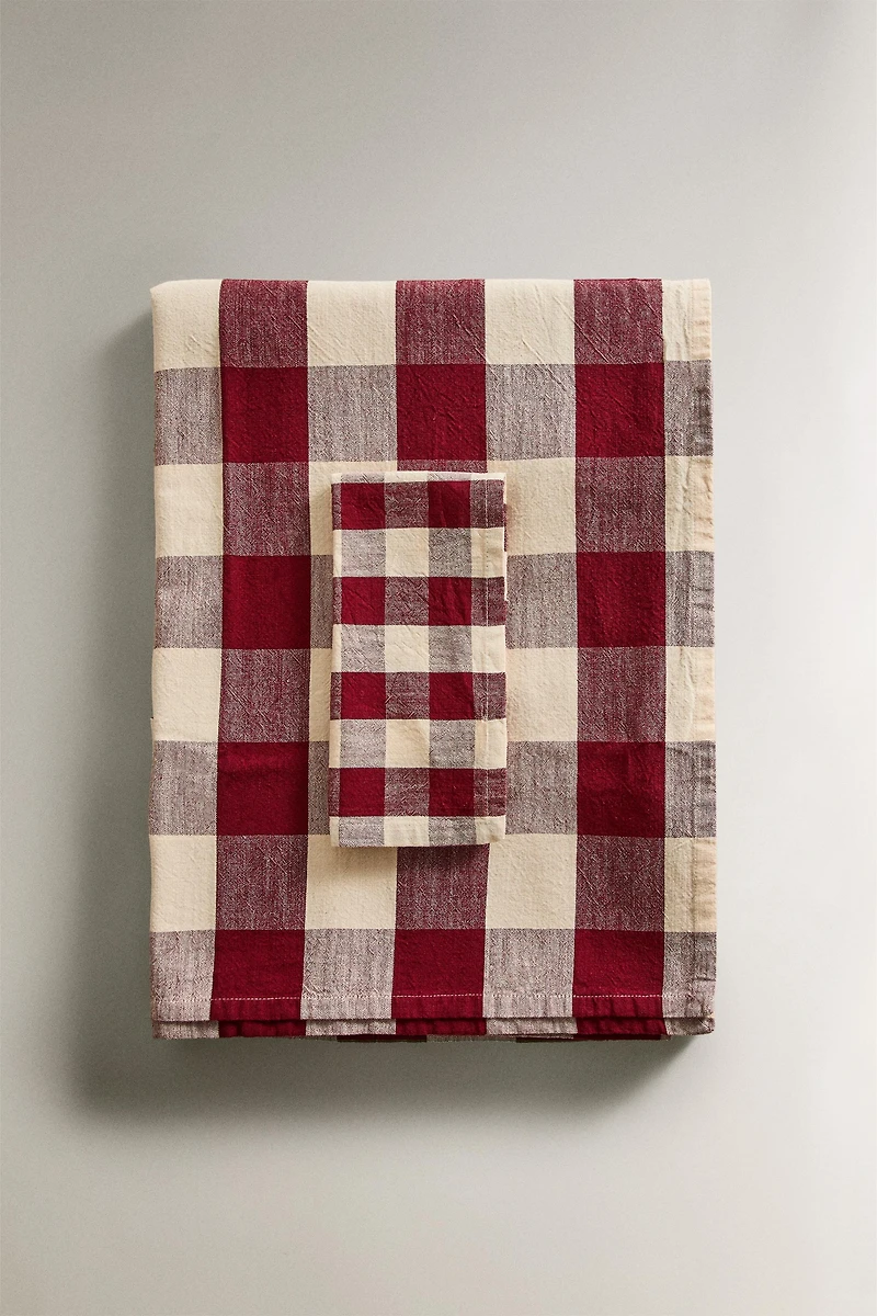 LARGE CHECK COTTON TABLECLOTH