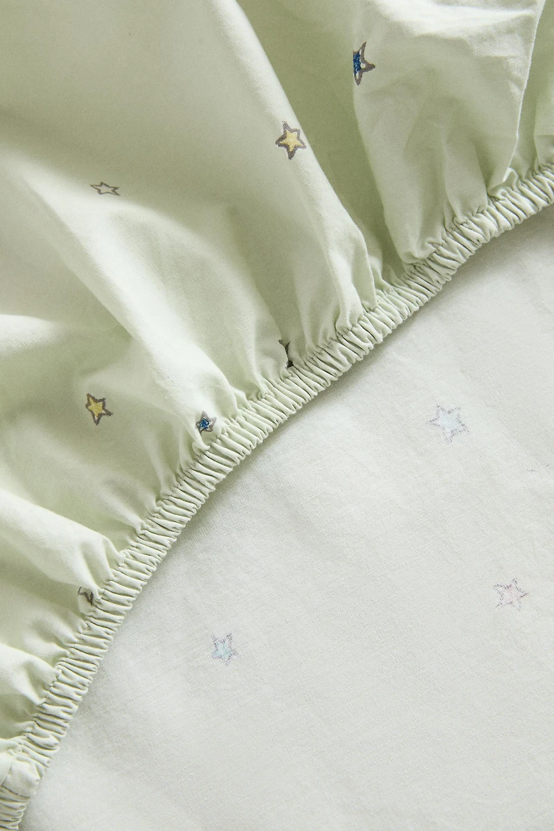 KIDS' COTTON STAR PRINT FITTED SHEET