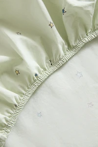 KIDS' COTTON STAR PRINT FITTED SHEET