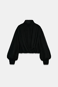 CHEMISE SEMI-TRANSPARENTE AVEC DRAPÉ BOULE