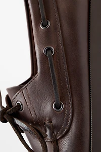 Oiled leather boat shoe