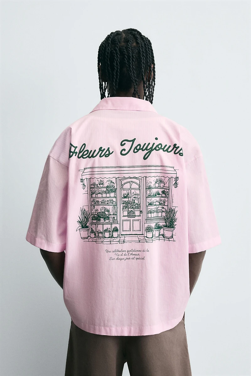 COMBINATION TEXT STRIPED SHIRT