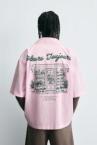 COMBINATION TEXT STRIPED SHIRT