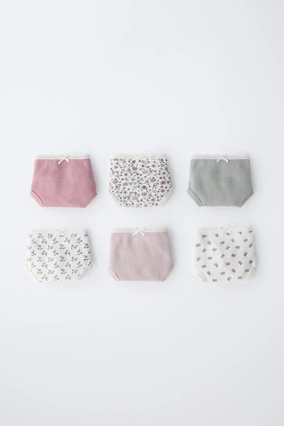 2-6 YEARS/ SIX-PACK OF FLORAL UNDERWEAR