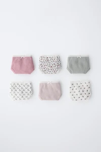 2-6 YEARS/ SIX-PACK OF FLORAL UNDERWEAR