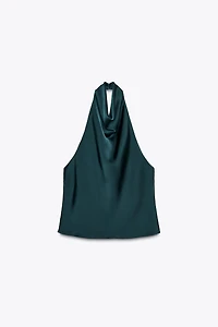 SATIN EFFECT HALTER TOP