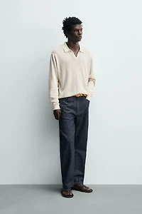 COTTON SILK KNIT POLO SHIRT