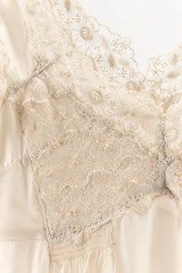 SATIN EFFECT LACE SLIP DRESS