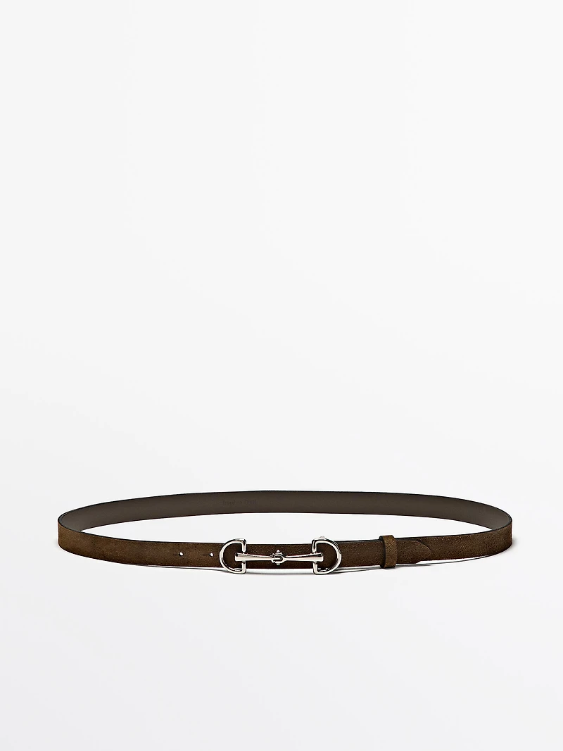 Ceinture équestre en croûte de cuir et nickel