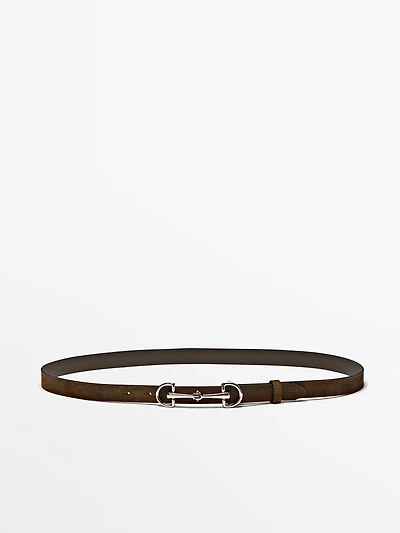 Ceinture équestre en croûte de cuir et nickel