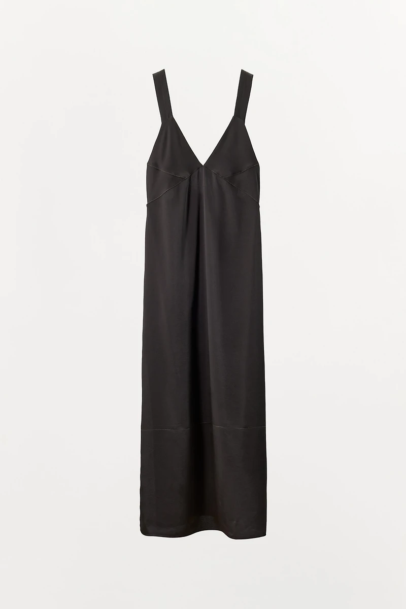 CONTRAST SEAM SATIN EFFECT DRESS